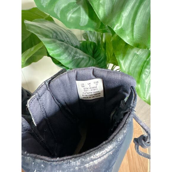 Sperry Blue Metallic Saltwater Duck Boots Girls Size 5 Rain Winter Booties - Picture 9 of 9